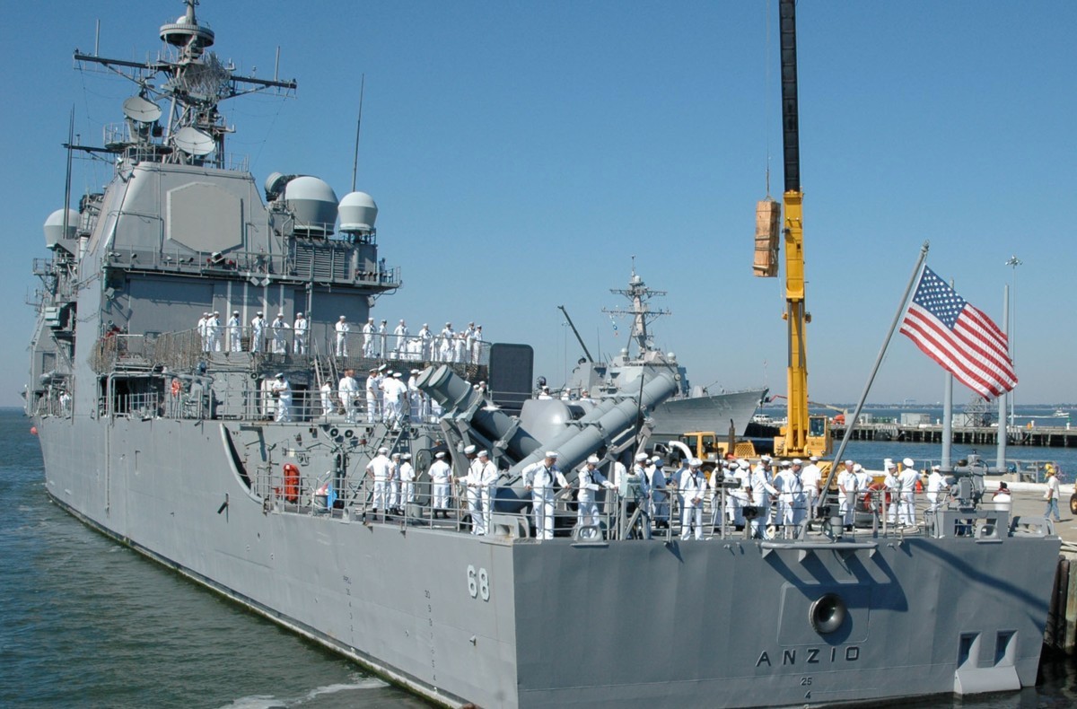 cg-68 uss anzio ticonderoga class guided missile cruiser aegis us navy naval station norfolk virginia 07