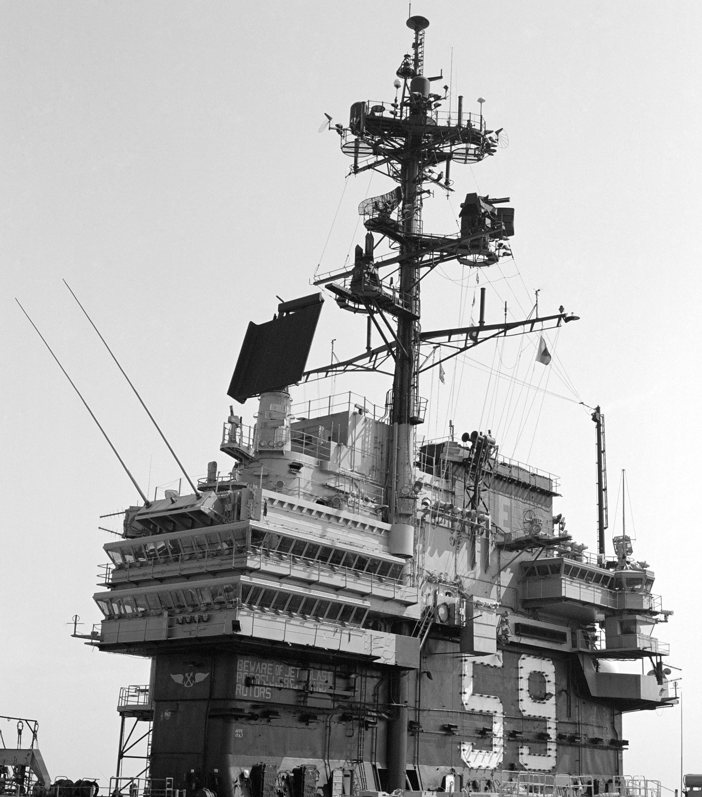 cv-59 uss forrestal aircraft carrier us navy mast radar antenna mayport 94