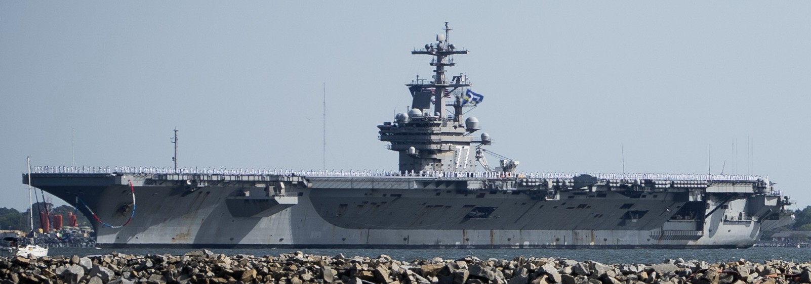 cvn-77 uss george h. w. bush nimitz class aircraft carrier returning naval station norfolk virginia 2023 99