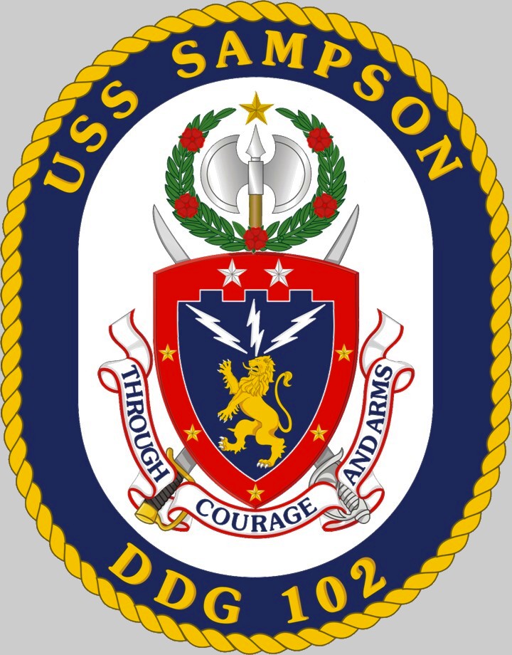 ddg-102 uss sampson crest insignia patch badge arleigh burke class guided missile destroyer aegis us navy 02x