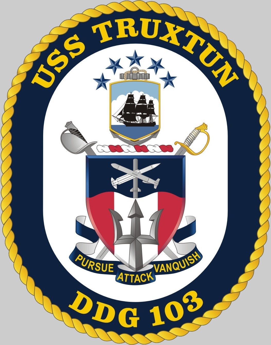 ddg-103 uss truxtun crest insignia patch badge arleigh burke class guided missile destroyer aegis us navy 02x