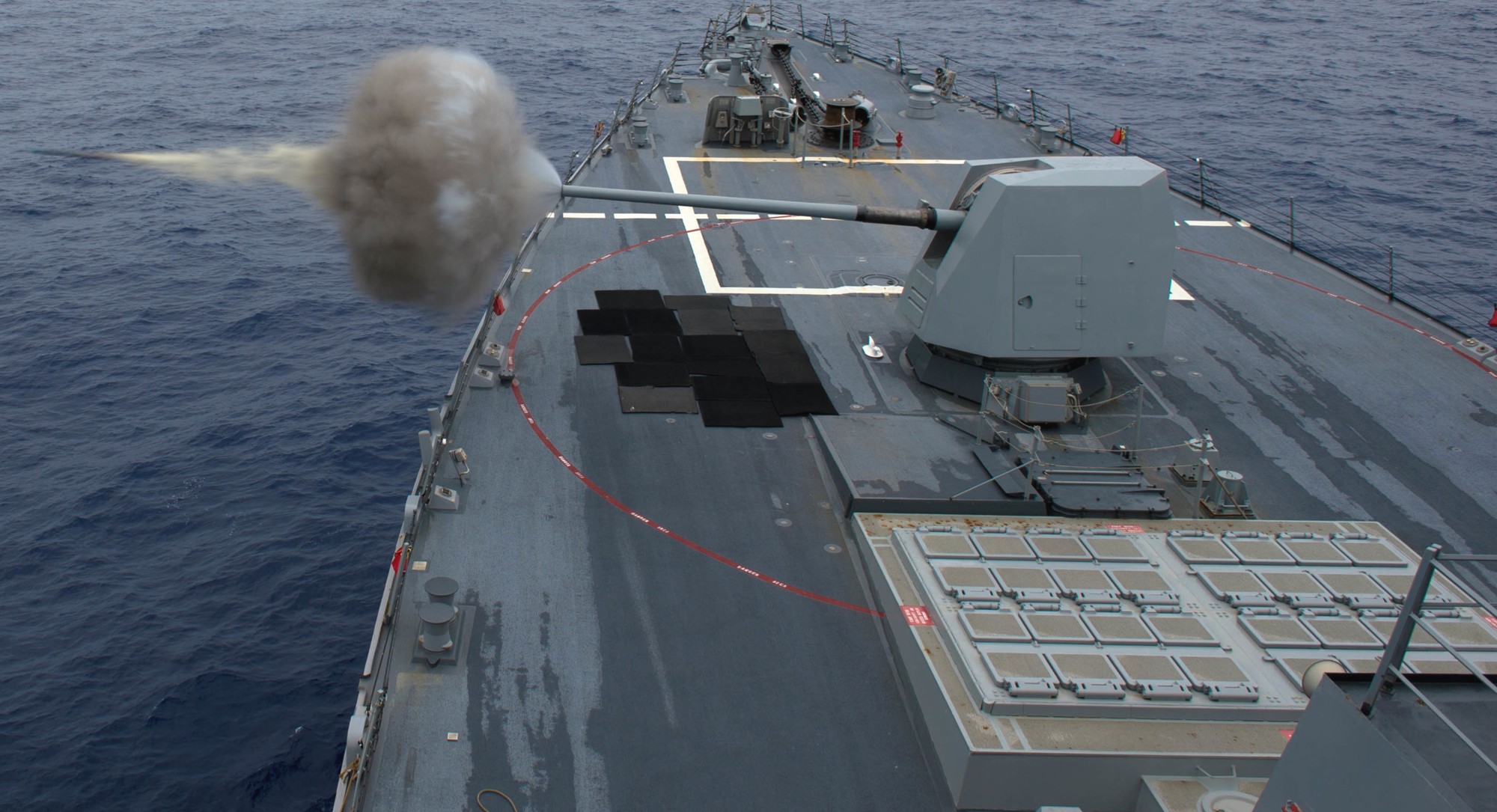 ddg-106 uss stockdale arleigh burke class guided missile destroyer aegis us navy mk.45 gun fire exercise 88