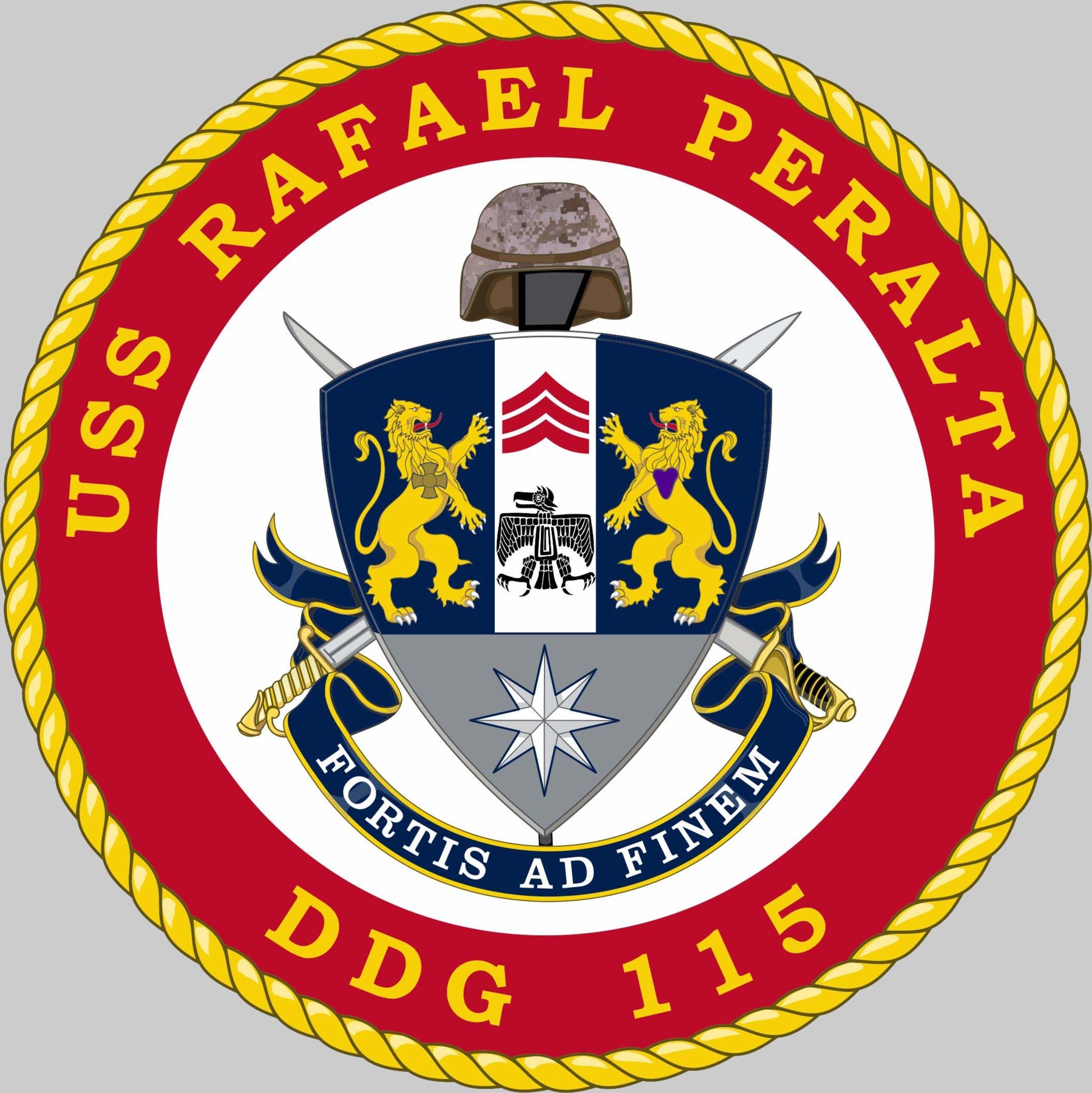 ddg-115 uss rafael peralta insignia crest patch badge arleigh burke class guided missile destroyer us navy aegis 02c