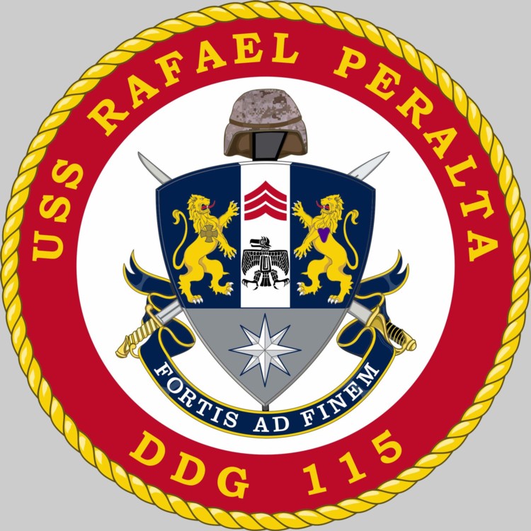 ddg-115 uss rafael peralta insignia crest patch badge arleigh burke class guided missile destroyer us navy aegis 02x