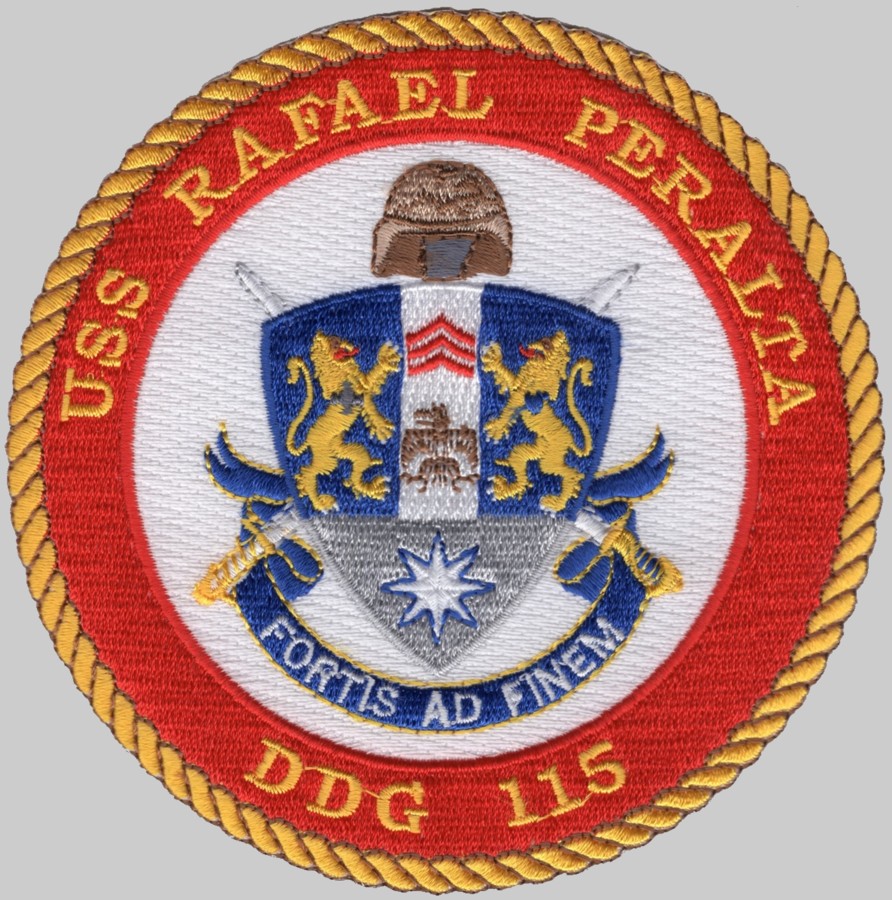 ddg-115 uss rafael peralta insignia crest patch badge arleigh burke class guided missile destroyer us navy aegis 02p