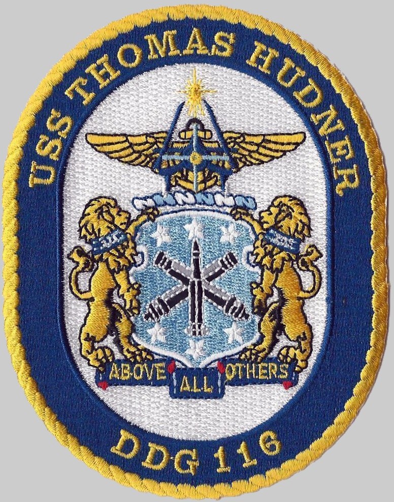 ddg-116 uss thomas hudner insignia crest patch badge arleigh burke class guided missile destroyer us navy aegis 02p