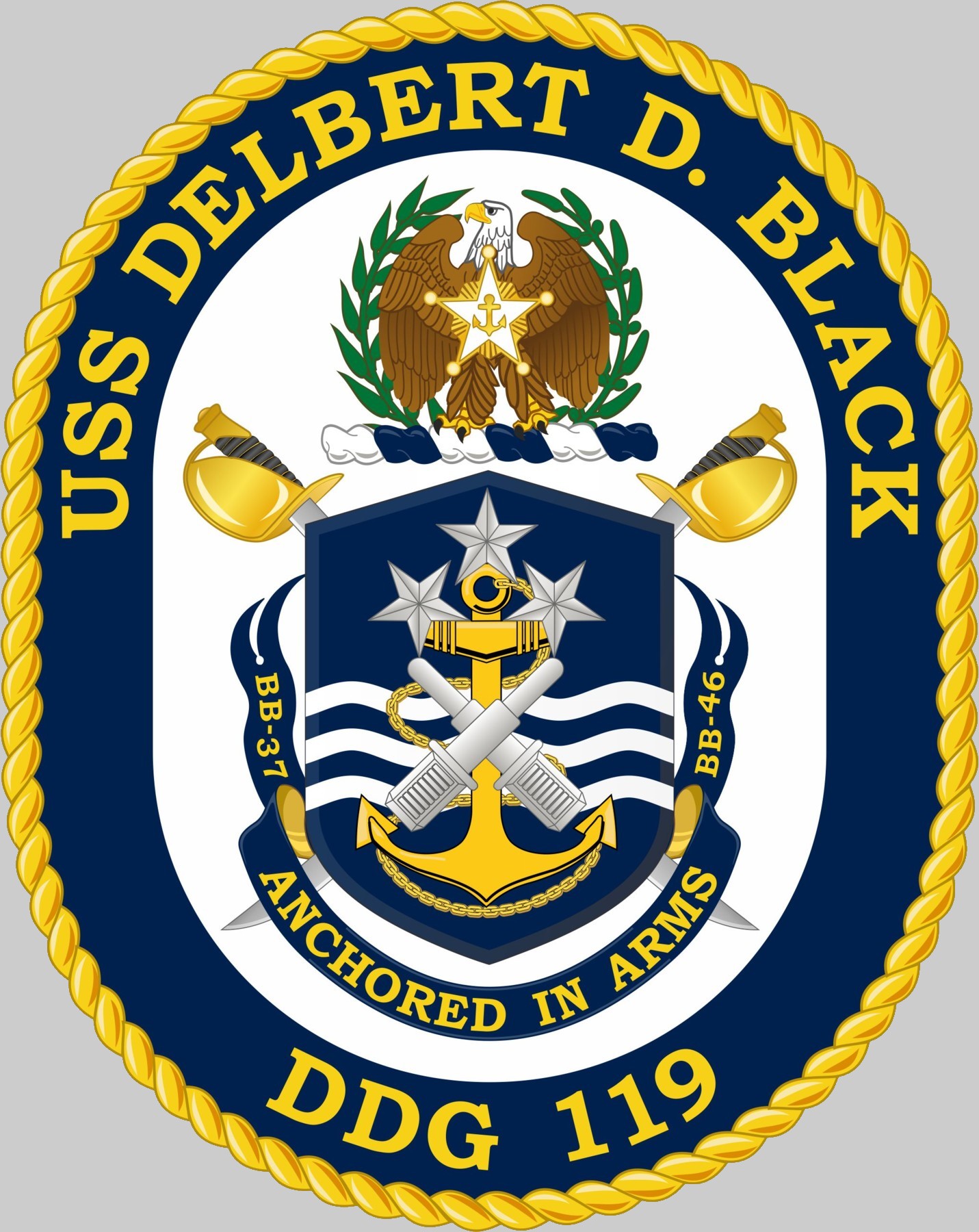 ddg-119 uss delbert d. black insignia crest patch badge arleigh burke class guided missile destroyer us navy 02c