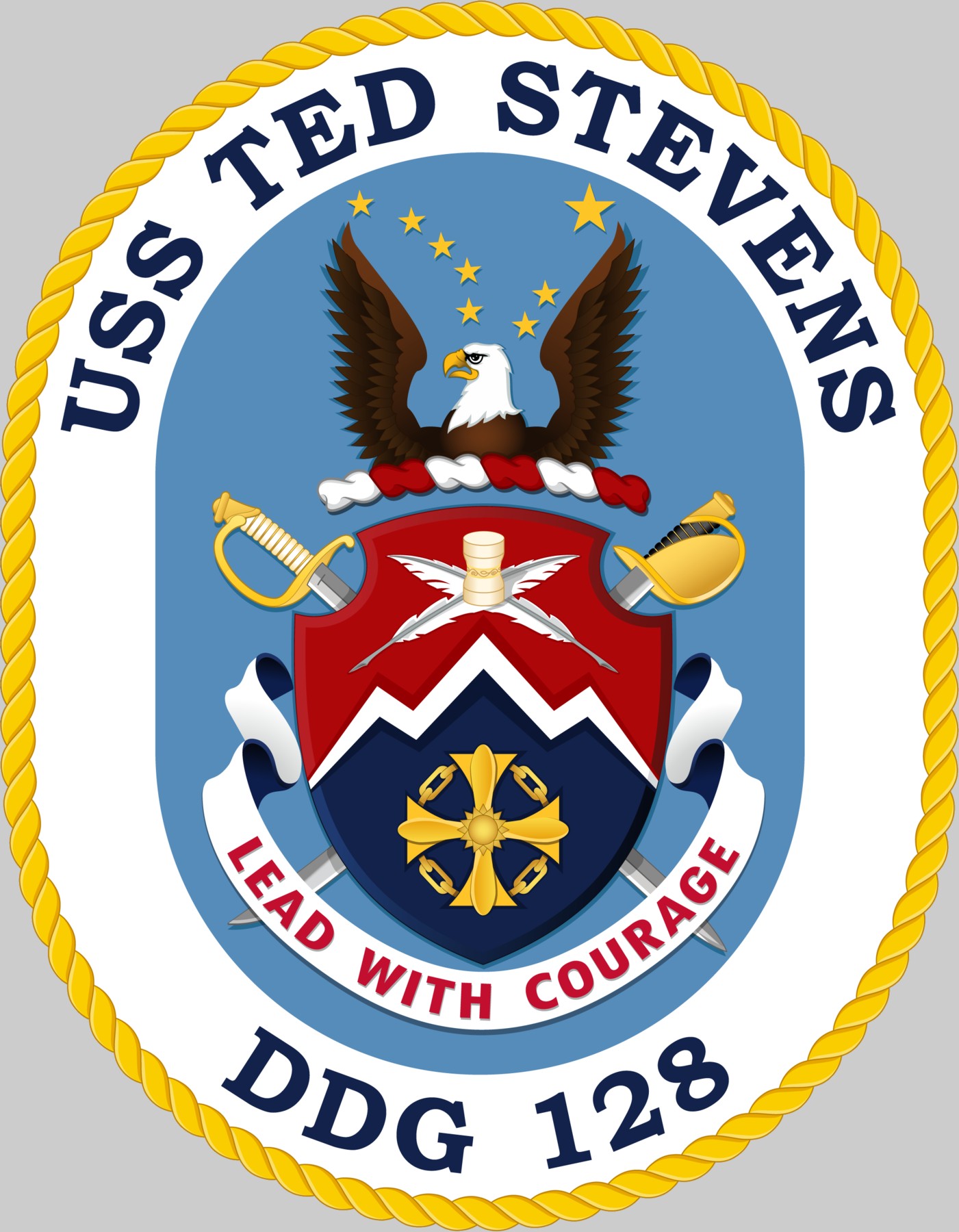 ddg-128 uss ted stevens insignia crest patch badge arleigh burke class guided missile destroyer aegis us navy 02x