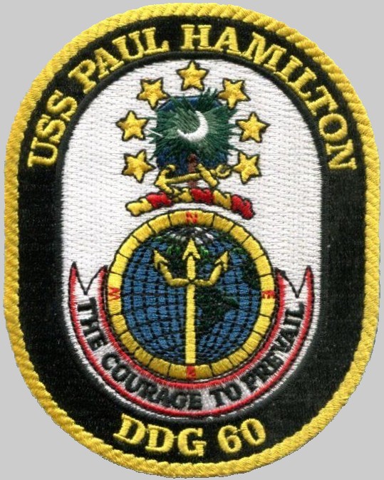 ddg-60 uss paul hamilton patch crest insignia destroyer us navy 03p