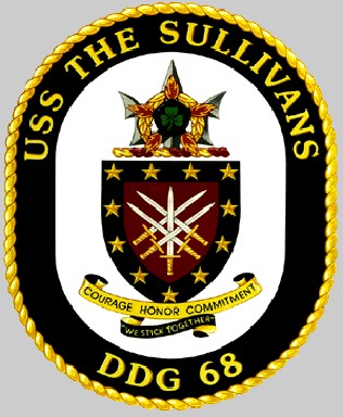ddg-68 uss the sullivans insignia crest patch badge destroyer us navy 03x