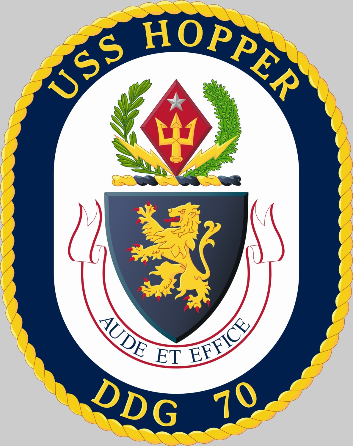 ddg-70 uss hopper insignia crest patch badge guided missile destroyer us navy 02x