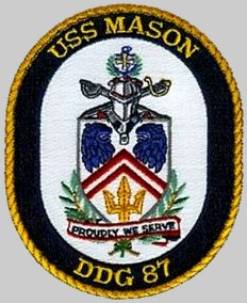 DDG-87 USS Mason insignia patch crest