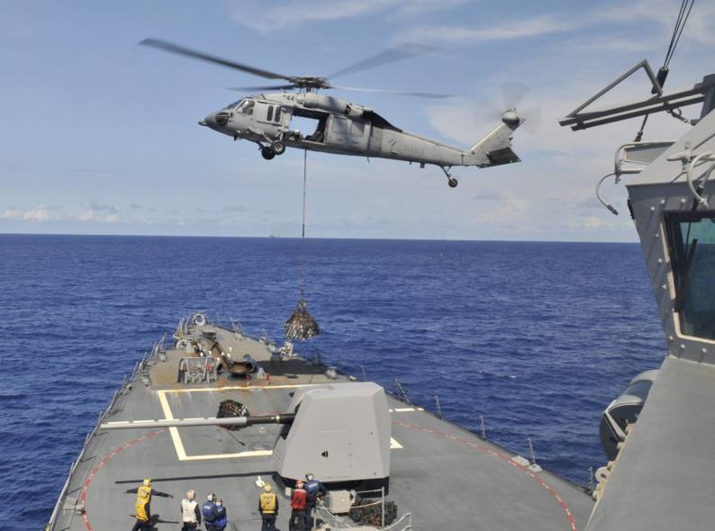 USS Mustin DDG-89 MH-60S Seahawk HSC-23 vertrep