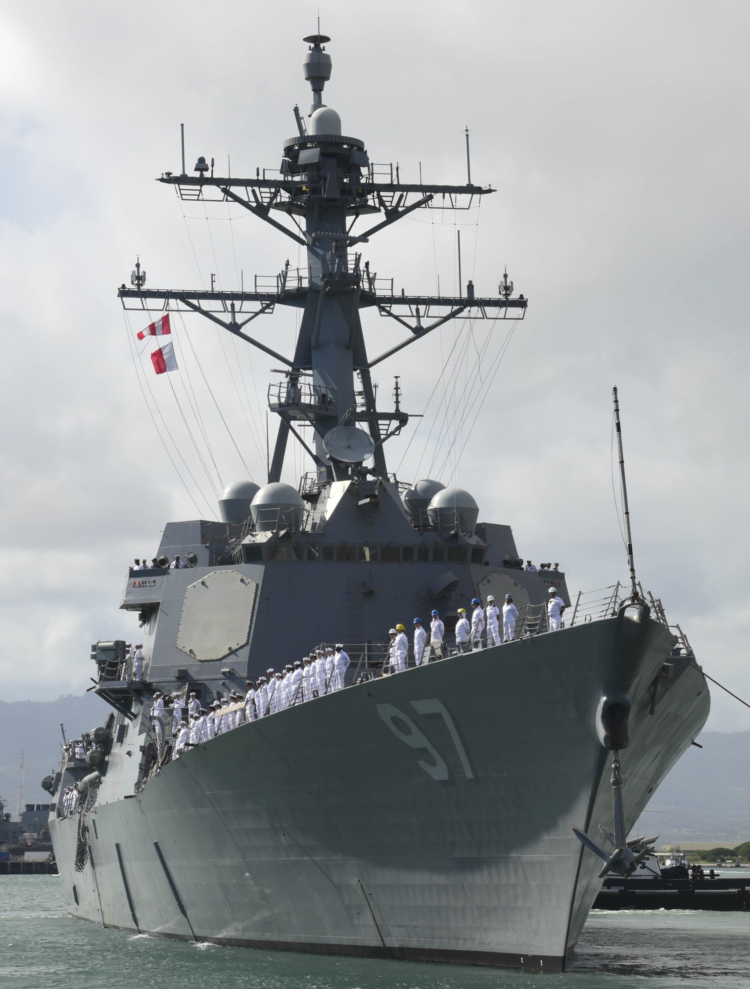ddg-97 uss halsey arleigh burke class guided missile destroyer departing pearl harbor hickam hawaii 52