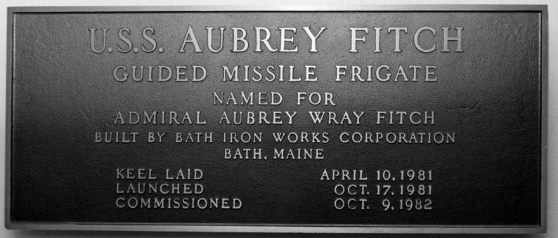 FFG-34 USS Aubrey Fitch plaque