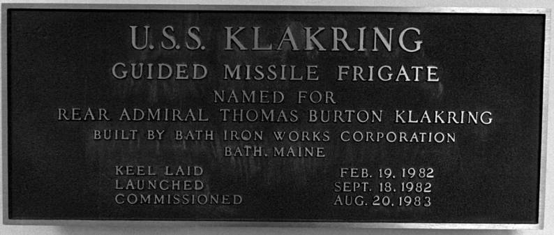 FFG-42 USS Klakring plaque