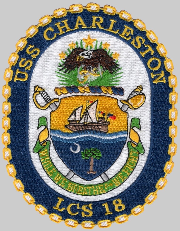 lcs-18 uss charleston insignia crest patch badge littoral combat ship us navy 02p
