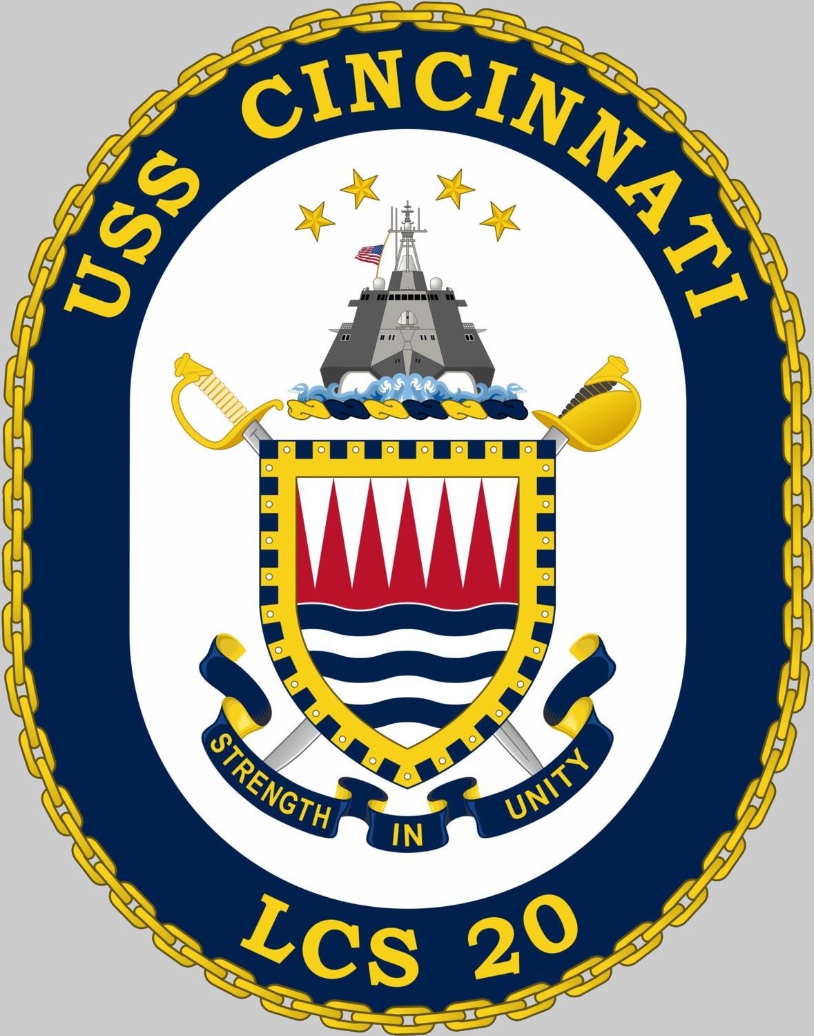 lcs-20 uss cincinnati insignia crest patch badge littoral combat ship us navy 02x