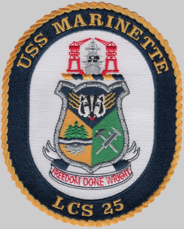 lcs-25 uss marinette crest insignia patch badge freedom class littoral combat ship us navy 02p