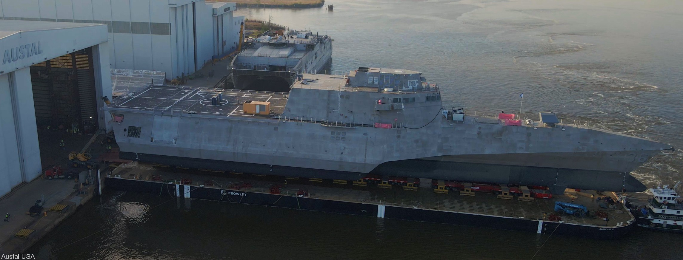 lcs-36 uss kingsville littoral combat ship independence class us navy roll out launching austal mobile alabama 05