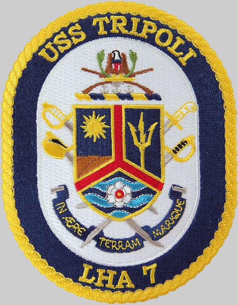 lha-7 uss tripoli insignia crest patch badge america class amphibious assault ship us navy 02p