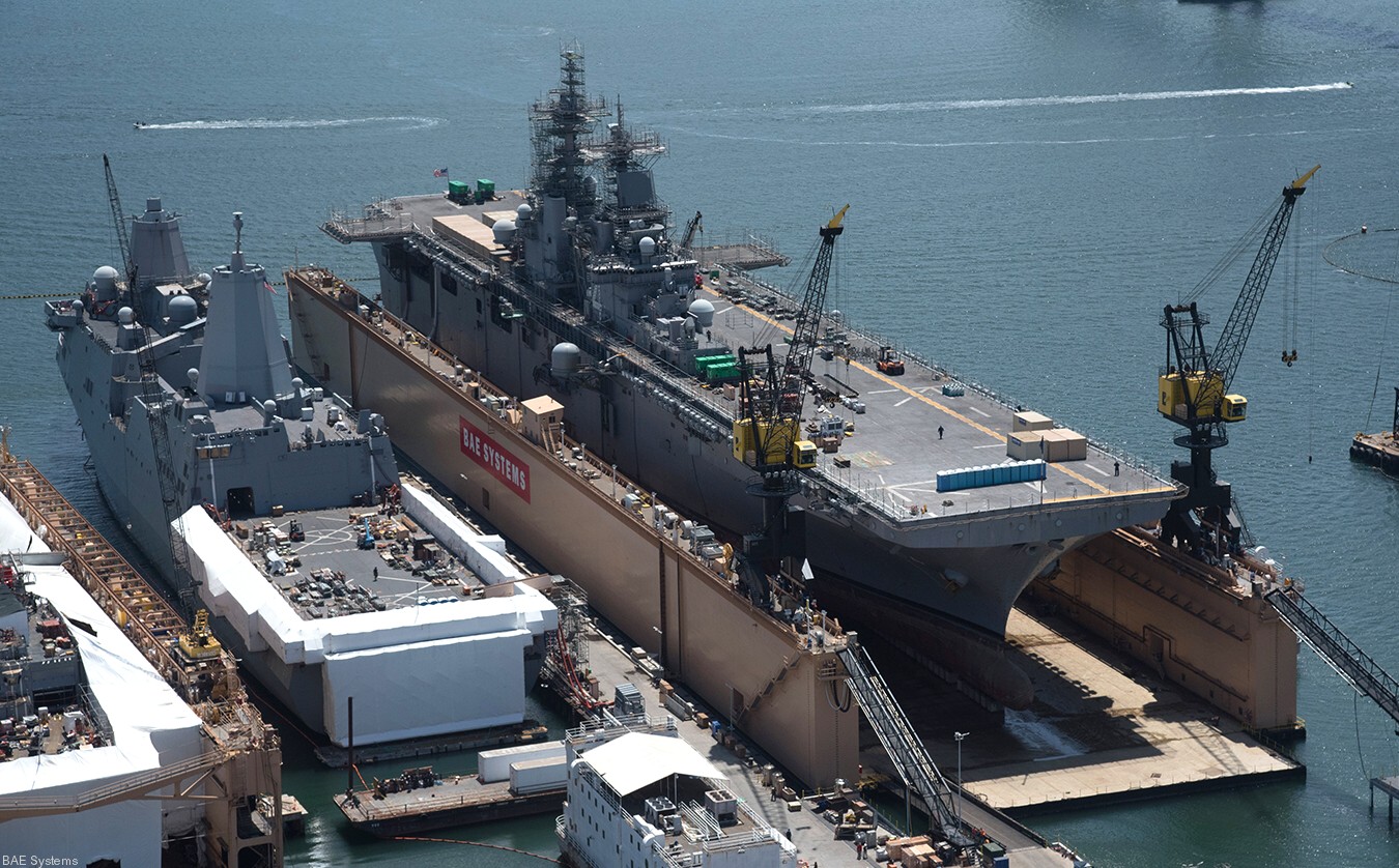 lhd-4 uss boxer wasp class amphibious assault ship landing helicopter dock us navy bae systems san diego ship repair 155