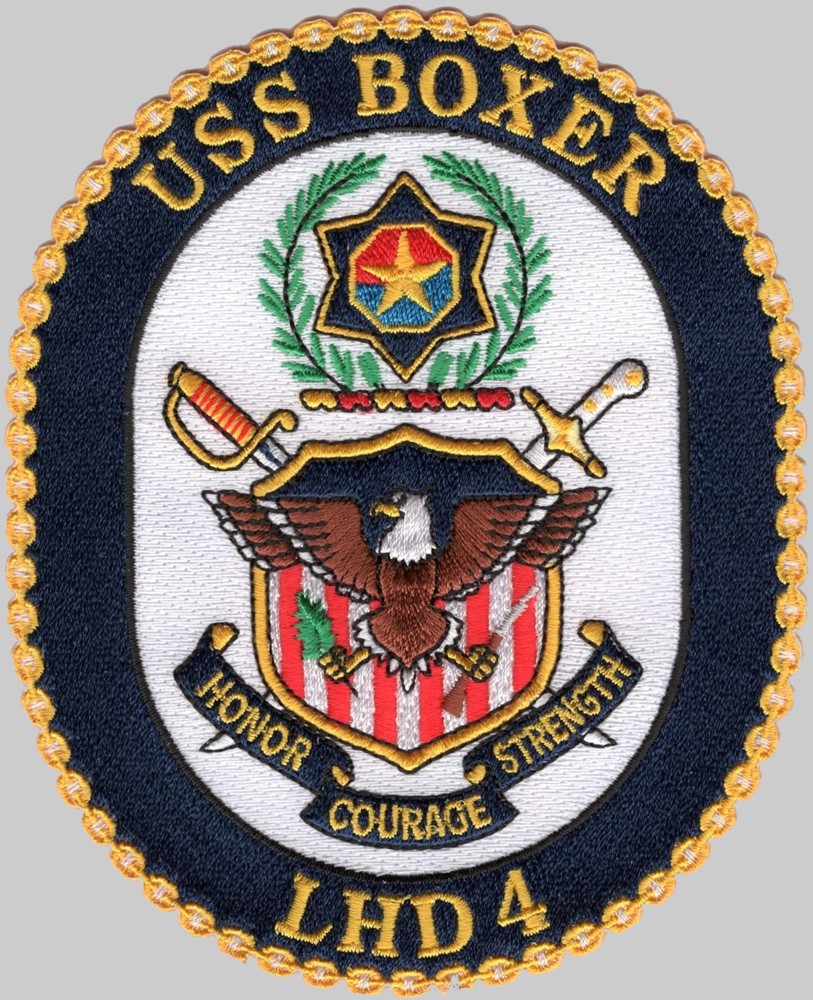 lhd-4 uss boxer insignia crest patch badge wasp class amphibious assault ship landing helicopter dock us navy 03p