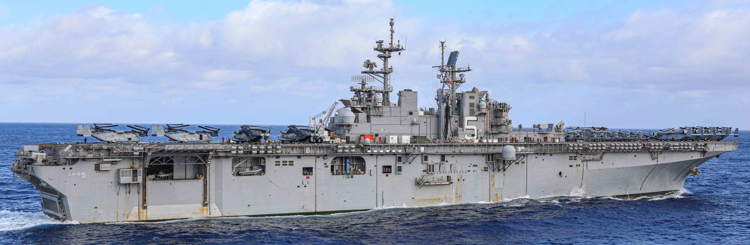 lhd-5 uss bataan wasp class amphibious assault ship dock landing helicopter us navy vmm-162 marines comptuex atlantic ocean 188