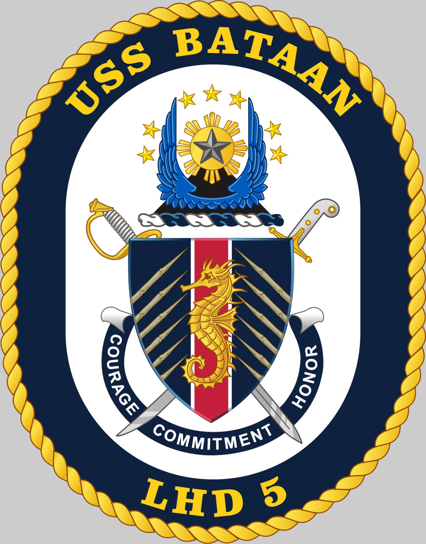 lhd-5 uss bataan insignia crest patch badge wasp class amphibious assault ship us navy 02x