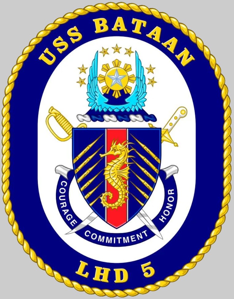 lhd-5 uss bataan insignia crest patch badge wasp class amphibious assault ship us navy 03c