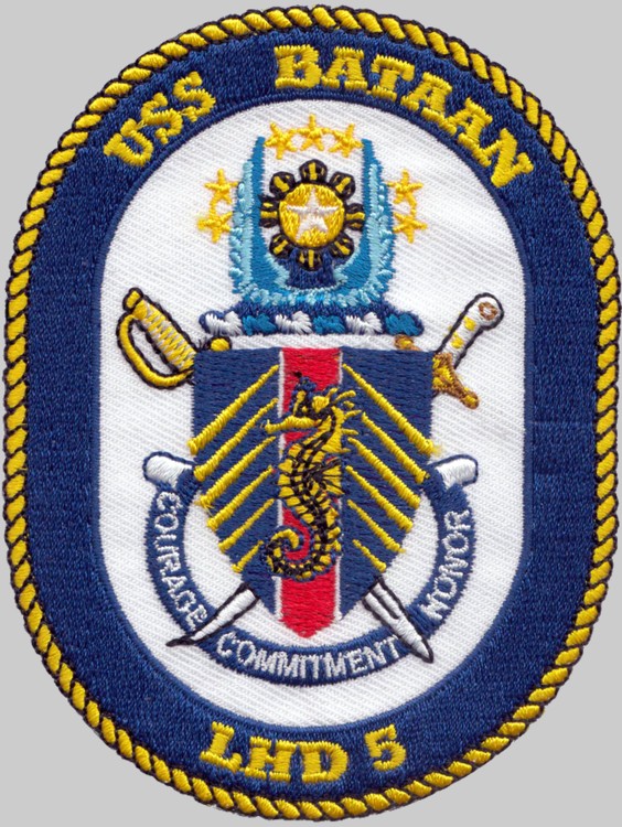 lhd-5 uss bataan insignia crest patch badge wasp class amphibious assault ship us navy 02p