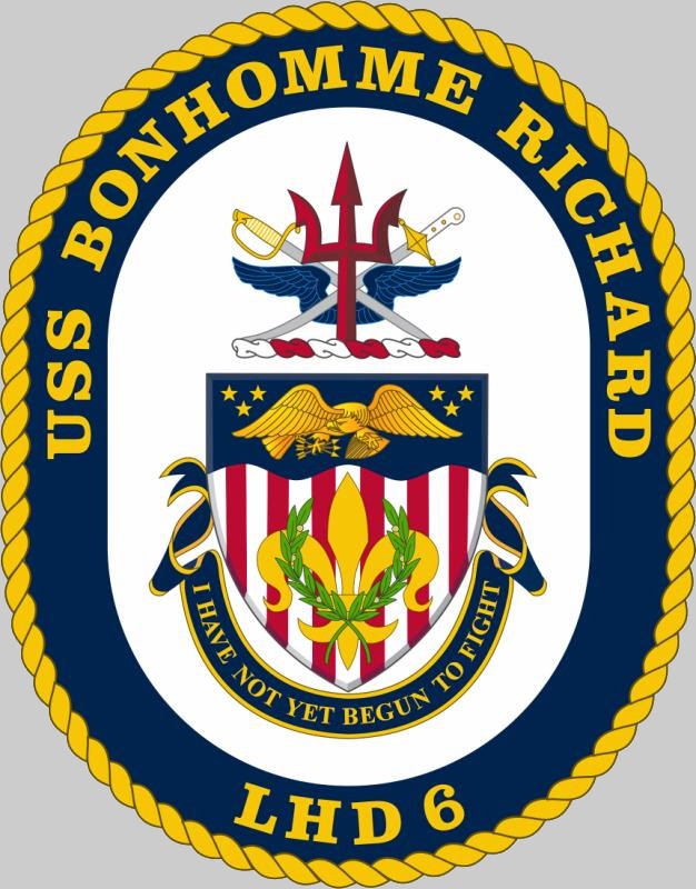 lhd-6 uss bonhomme richard insignia crest patch badge amphibious assault ship landing helicopter dock wasp class us navy 02x