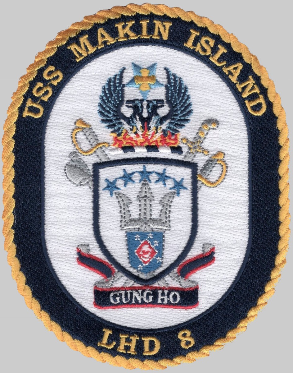 lhd-8 uss makin island insignia crest patch badge amphibious assault ship landing helicopter dock us navy 02p
