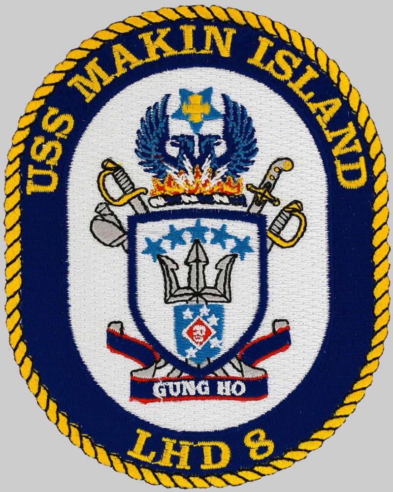 lhd-8 uss makin island insignia crest patch badge amphibious assault ship landing helicopter dock us navy 03p