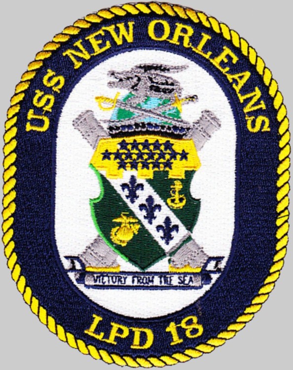 lpd-18 uss new orleans patch crest insignia badge amphibious transport dock navy 02p