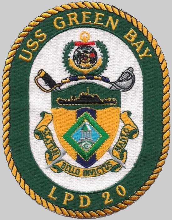 lpd-20 uss green bay patch crest insignia badge san antonio class amphibious transport dock navy 04p