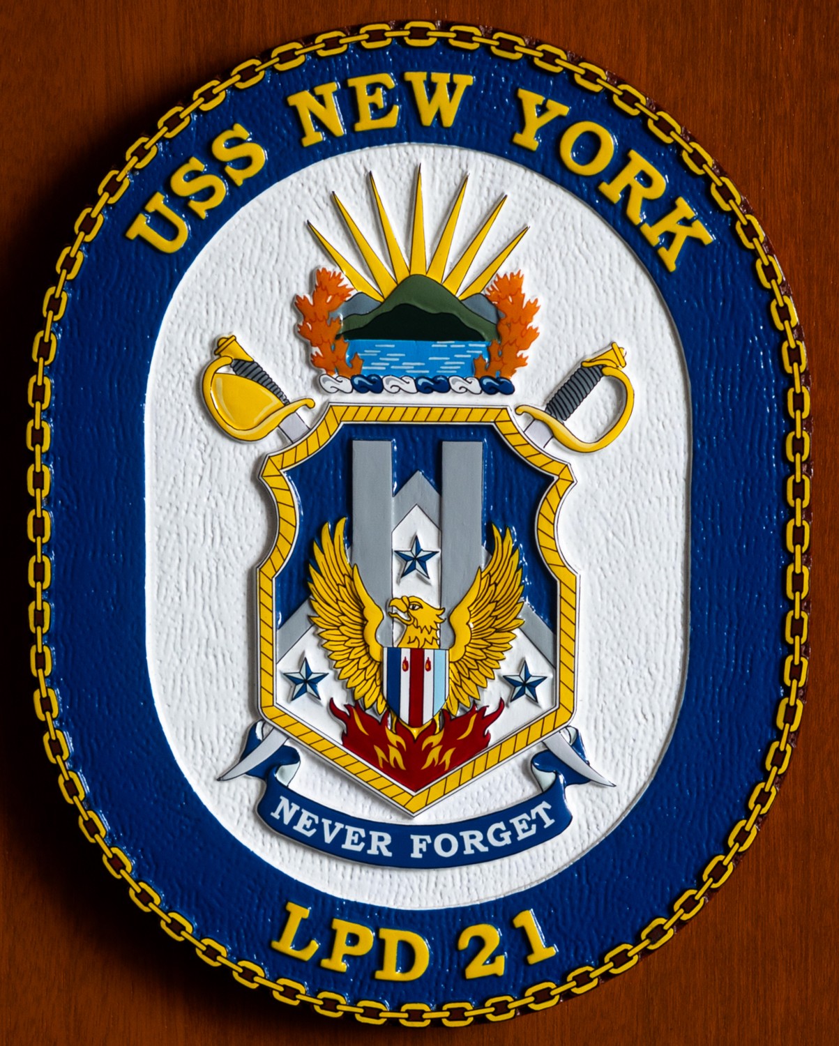 lpd-21 uss new york insignia crest patch badge san antonio class amphibious transport dock ship 04c