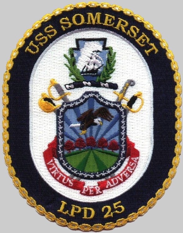 lpd-25 uss somerset patch insignia crest badge amphibious transport dock ship navy 02p