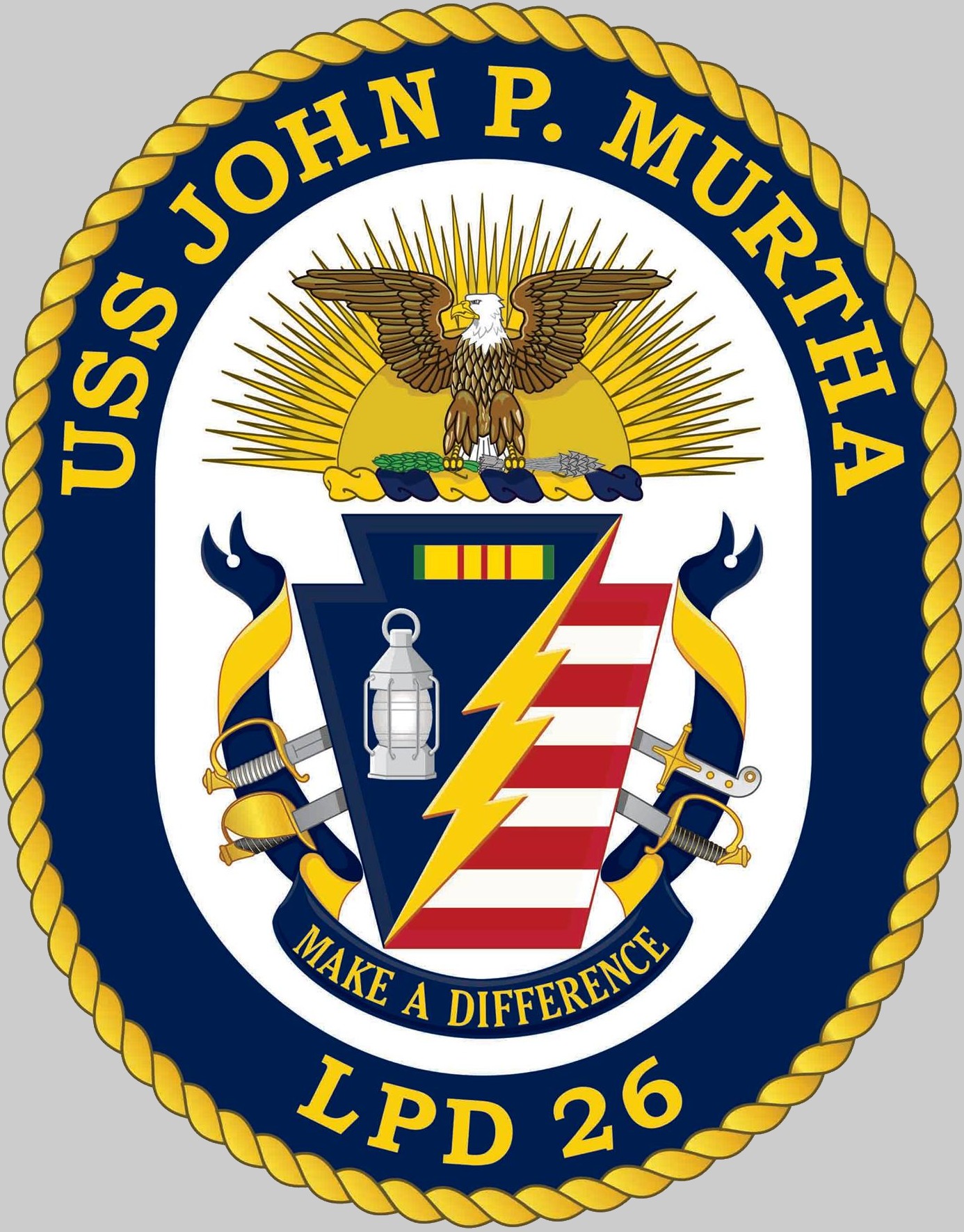 lpd-26 uss john p. murtha insignia crest patch badge amphibious transport dock ship navy 02x