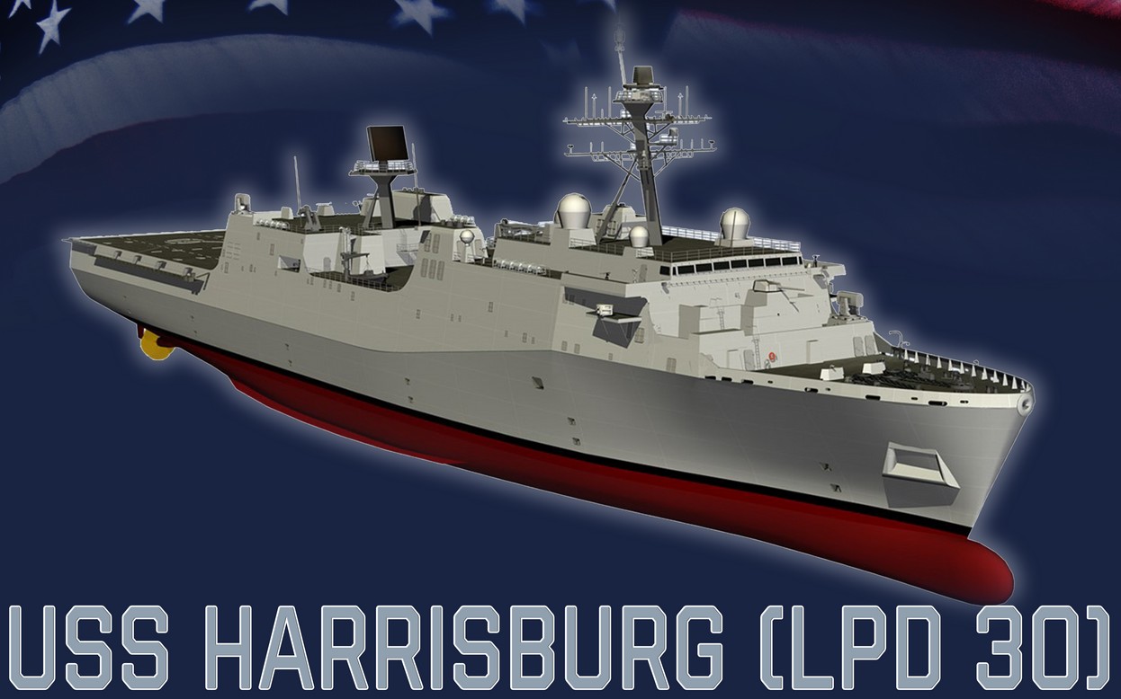 lpd-30 uss harrisburg san antonio class amphibious transport dock landing ship platform us navy x