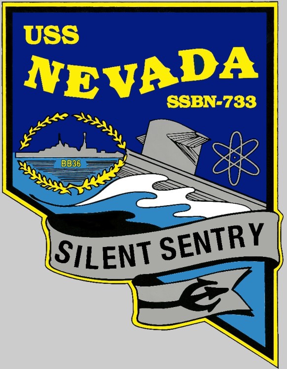 ssbn-733 uss nevada insignia crest patch badge ballistic missile submarine