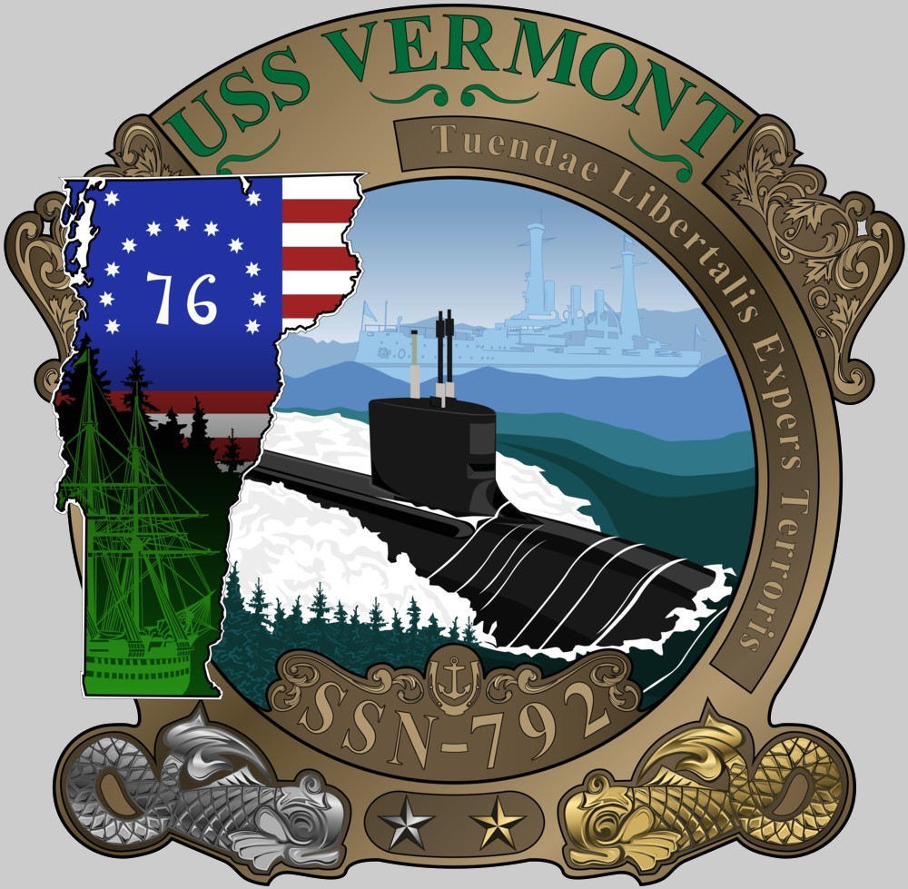 ssn-792 uss vermont insignia crest patch badge virginia class attack submarine us navy 02x