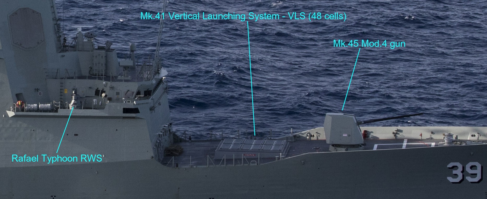 hobart class guided missile destroyer ddgh royal australian navy armament mk.45 gun typhoon rws 02c