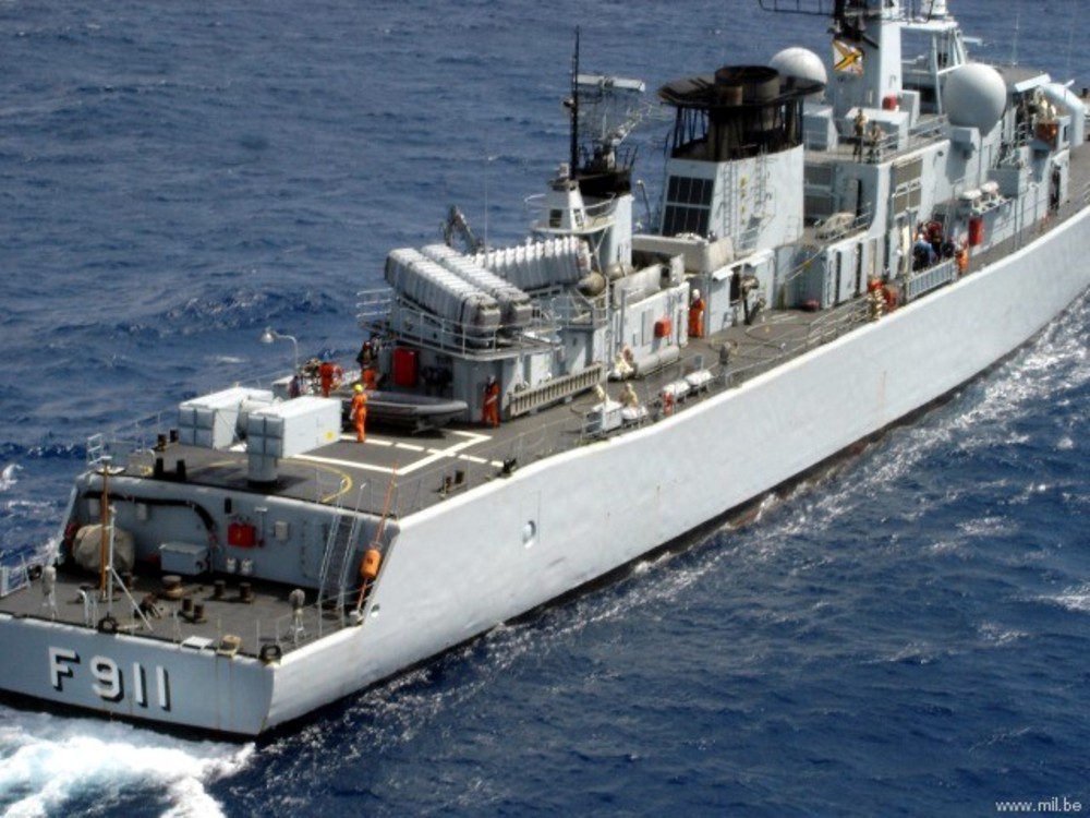 f-911 bns westdiep wielingen class frigate belgian navy sea sparrow sam missile mm38 exocet ssm 08