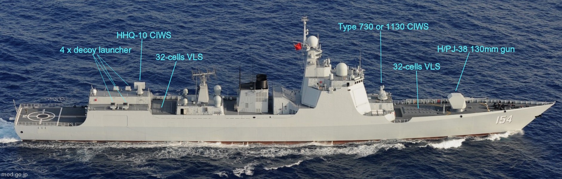 type 052d luyang class guided missile destroyer armament 64-cell vls 130mm gun type 730 hhq-10 ciws cecoy torpedo china plan
