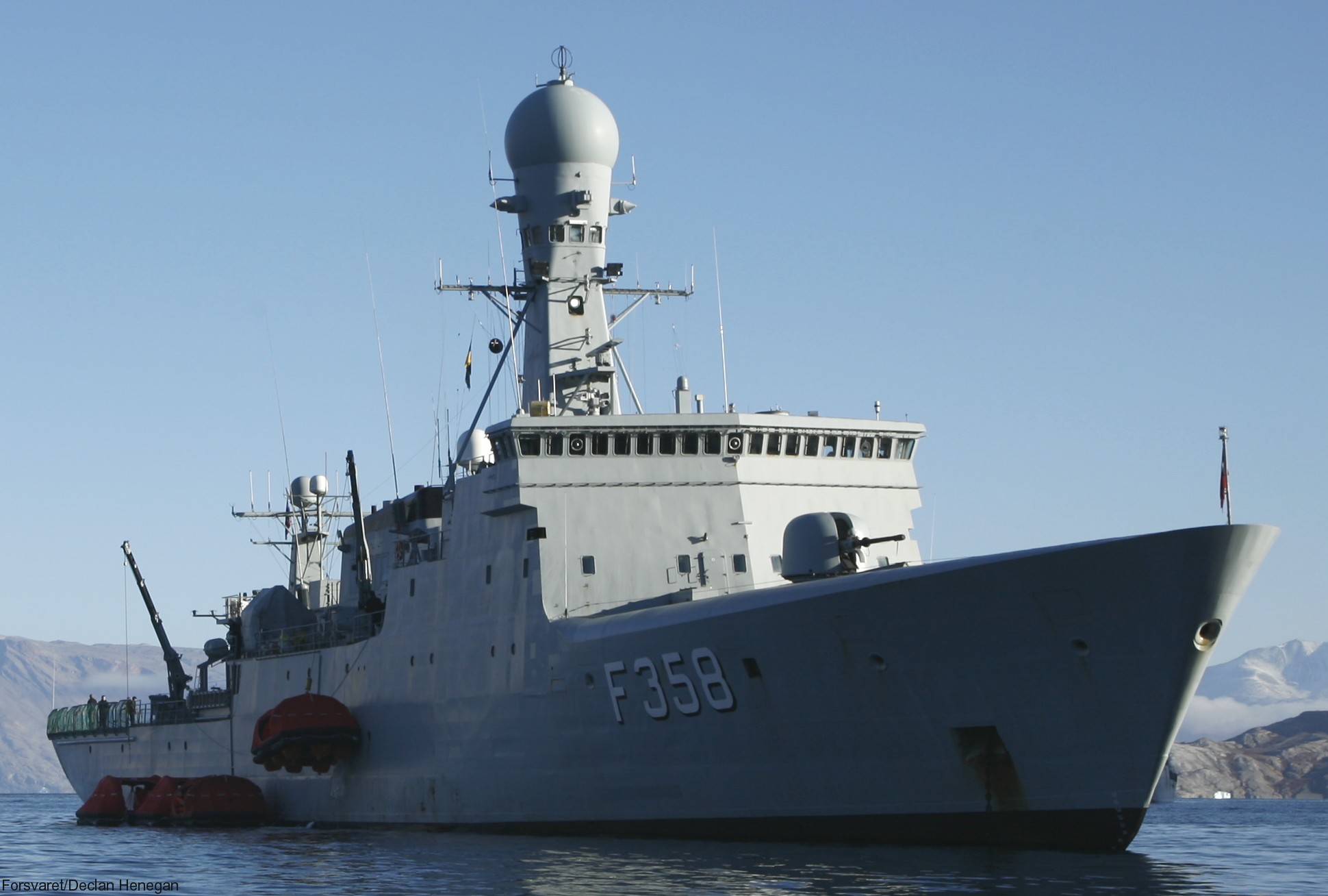 f-358 hdms triton thetis class ocean patrol frigate royal danish navy kongelige danske marine kdm inspektionsskibet 15