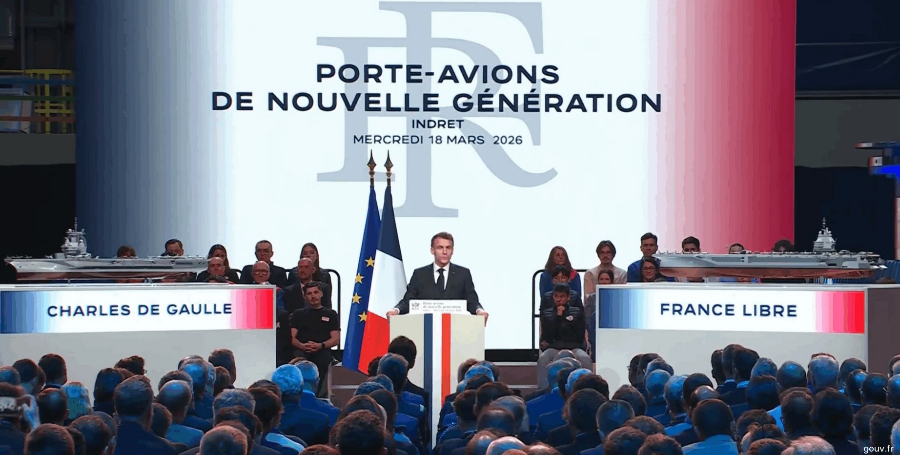 r92 fs frence libre naming ceremony emmanuel macron march 2026