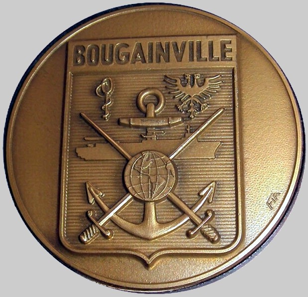 l-9077 fs bougainville insignia crest patch badge tape bouche amphibious transport ship french navy marine nationale 02x