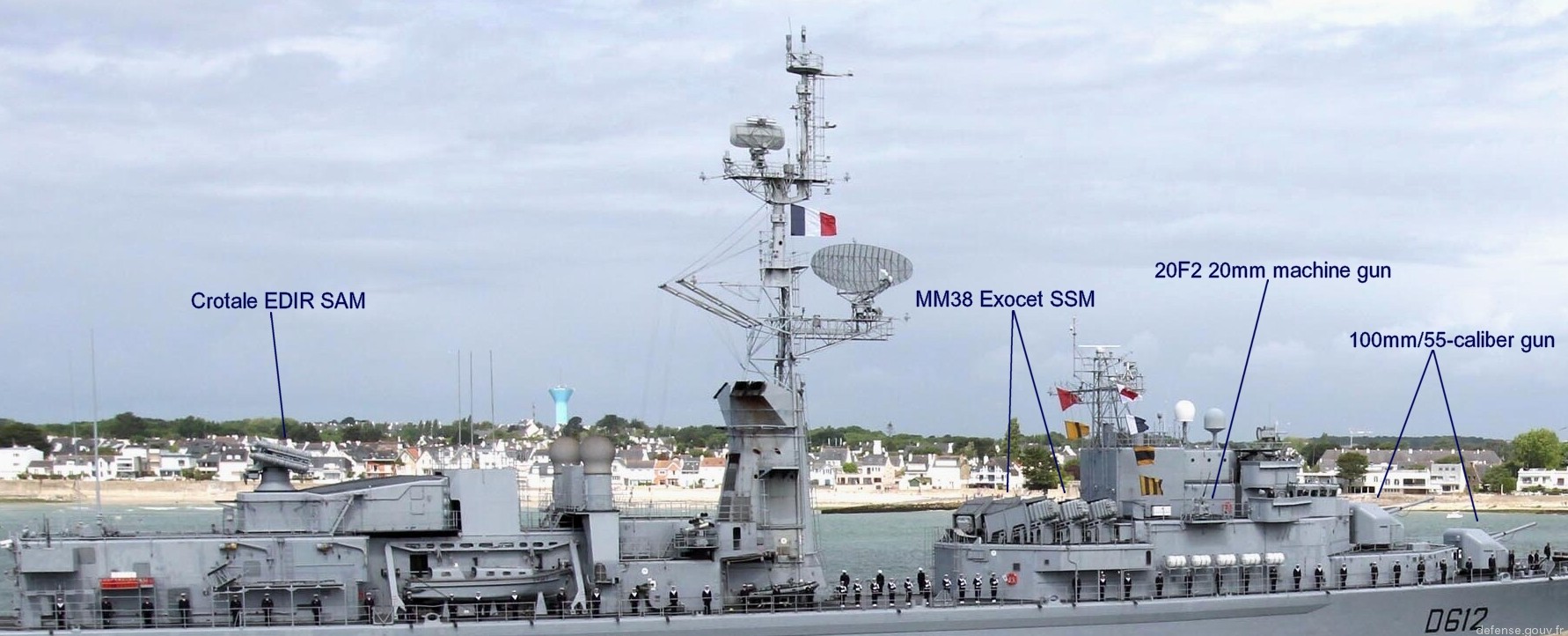 tourville class type f67 asw frigate destroyer french navy marine nationale armament crotale edir sam mm38 exocet ssm 100mm gun