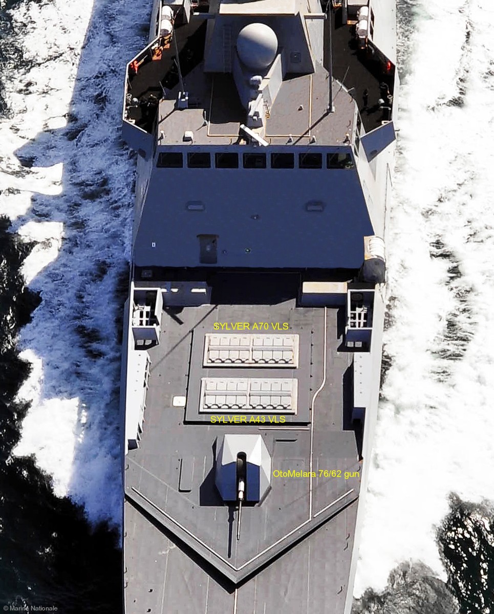 aquitaine fremm class fregate frigate french navy marine nationale 03a armament oto melara 76/62 gun sylver a-70 a-43 vls aster-15 sam mdcn missile